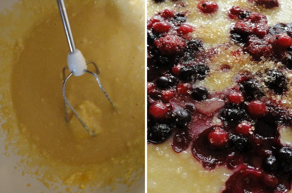 Eierkuchen mit Kefir, Blaubeeren und Johannisbeeren