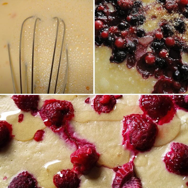 Pfannkuchen backen mit Kefir, Blaubeeren, Johannisbeeren, Himbeeren usw.